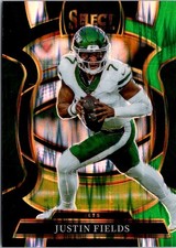 2025 Panini Select #75 Justin Fields Black and Green Prizm Shock