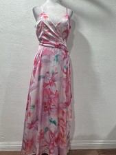 TAHARI S Floral Blush pastel Watercolor Floral Romantic Maxi Dress