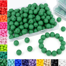 70Pcs 15Mm Christmas Green Silicone round Beads for DIY Keychain  Christmas Gre
