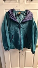 Vintage 90s Pro Trainer Teal Purple Hooded Windbreaker Jacket Size M