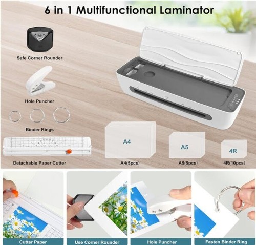 Beixtopopo A4 Cold and Thermal Laminator Model SL688, White - Picture 3 of 6