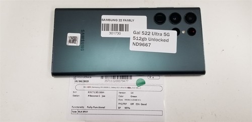 Samsung Galaxy S22 Ultra 5G 512gb Green SM-S908U1 (Unlocked) Damaged ND9667 - Afbeelding 8 van 8