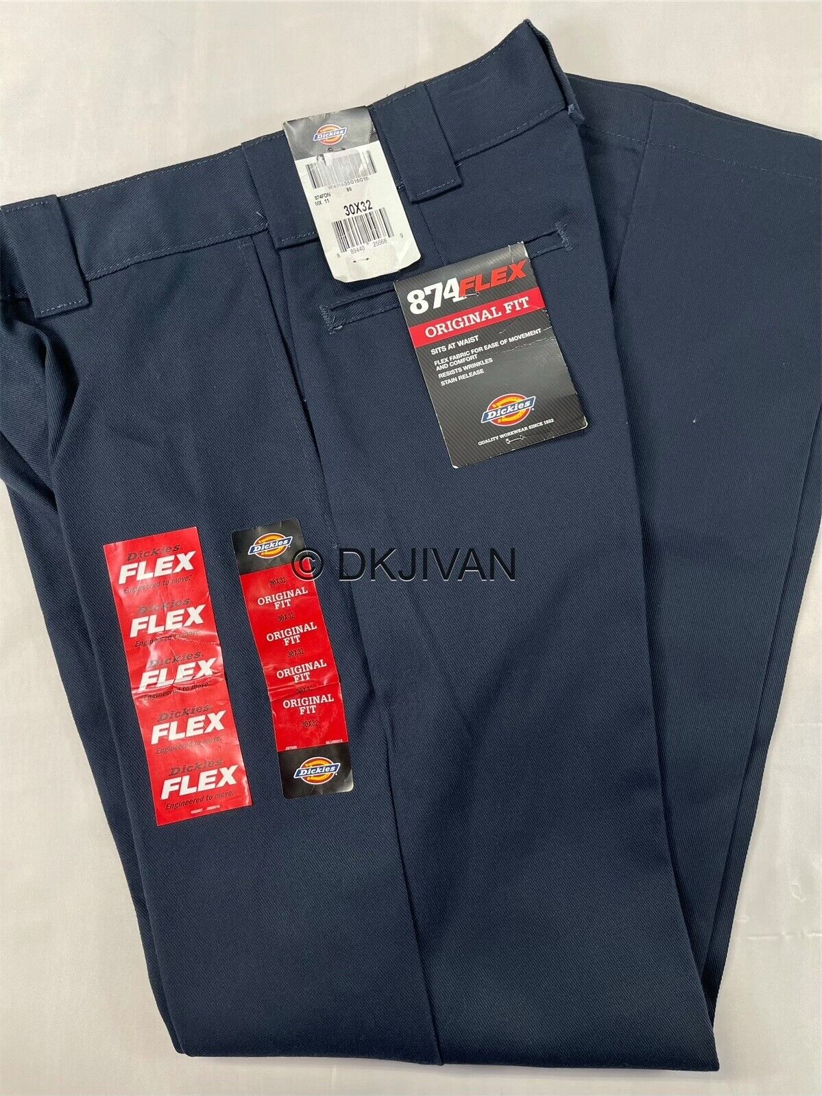 Dickies 874 FLEX Original Fit Navy Blue Work Uniform Pants 30 x 32 Men New  TAGS