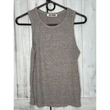 JOAH BROWN HEATHERED GRAY SOFT RIBBED KNIT RAYON SPANDEX LOUNGE TANK TOP M/L