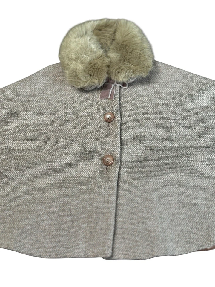 Monsoon Pink Cape Coat Faux Fur Tweed 2 To 3 Years EUC Princess - Image 3 of 4