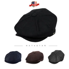 Men's Premium 100% Wool Classic Applejack Solid newsboy Collection Hat