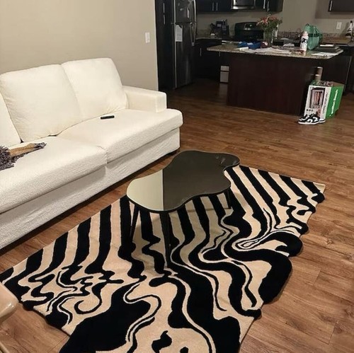 Illusion Melting Hand Tufted Area Rug 100% Woolen Custom Modern Carpet Hand Made