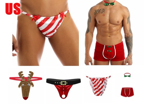 Sexy Herren Sexy Unterwäsche Boxershorts Weihnachten Weihnachtsmann T-Back Kostüm * - Bild 5 von 36