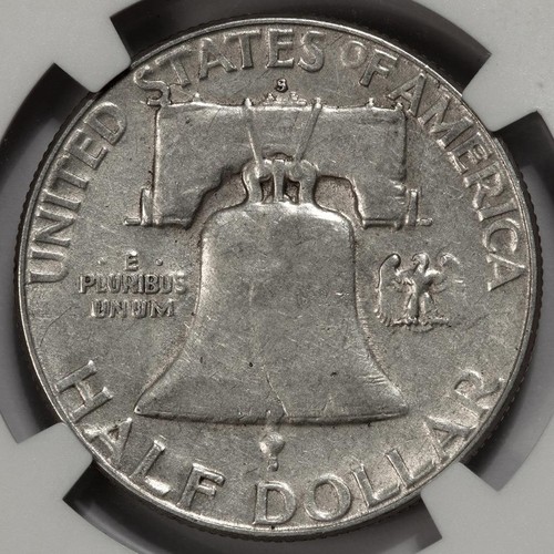1951 S NGC AU53 Struck In Retained Staple Franklin Silver Half Dollar