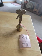 BASBALL PLAYER KID Decorative Vtg Brass Bells of Sarna Outfielder India 