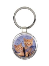 Cat : Gift Round Keychain Cute Animal Kitten Funny Friend Feline Pets Lover