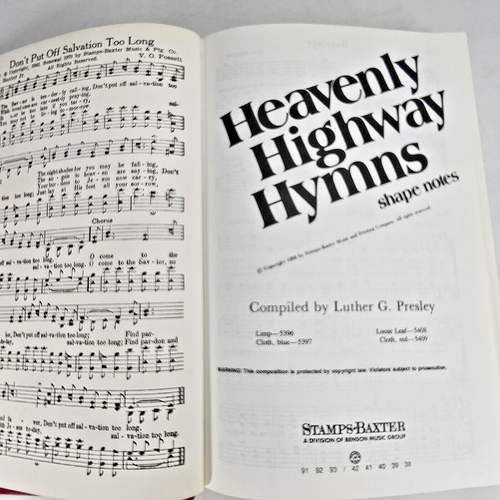 Heavenly Highway Hymns 1956 Shape Notes Hymnal Luther Presley Stamps Baxter Book - Picture 3 of 14