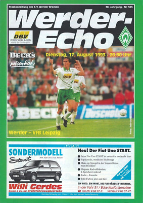 Programm 1993/94 SV Werder Bremen - VfB Leipzig Stadionzeitung 93/94