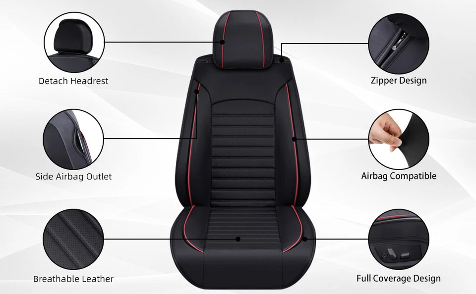 For Maserati Seat Covers 3D Leather Premium Full Set/Front Car Cushion Protector Foto 3 de 4