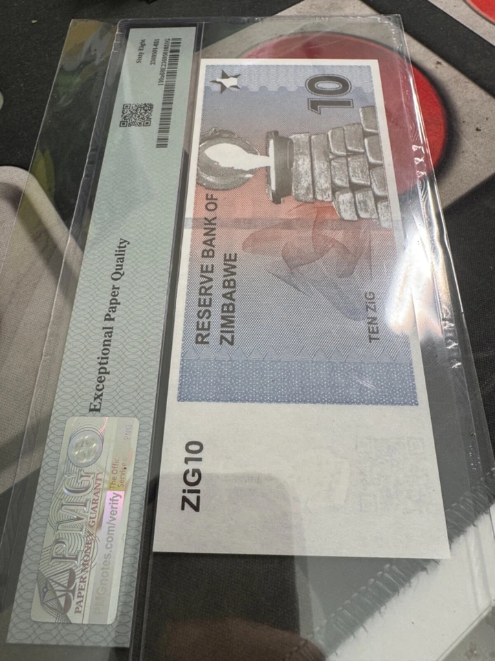 PMG Zimbabwe 10 Zig Gold Banknote, SUPERB GEM UNC, AA/2024, QR Code, 68 EPQ - Image 4 of 4