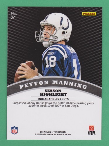 2017 Panini National VIP Peyton Manning Indianapolis Colts #20 - Picture 2 of 2