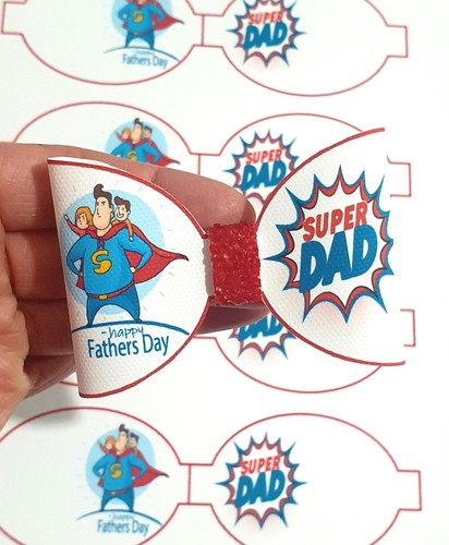 DIY hairbow loops printed canvas fabric 5 Bows Super Dad Fathers Day