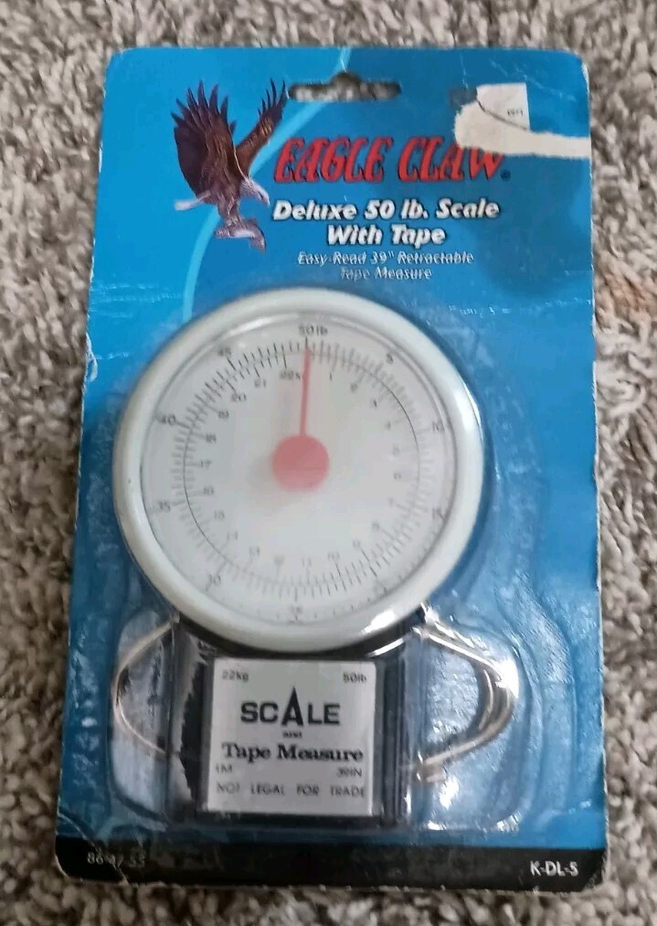 Eagle Claw Deluxe 50 Lb Scale With Tape Easy Read Retractable Tape Measure