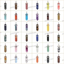 32mm hexagonal pendant beads gemstone jewelry making crystal healing focal bead