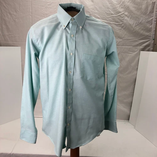 CARL MICHAELS MENS PALE GREEN LONG SLEEVE BUTTON UP DRESS SHIRT SIZE 16 (34/35)
