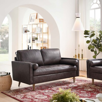 Modway Valour Leather Tufted Loveseat In Brown