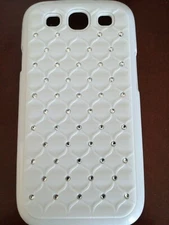 Samsung Galaxy S4 Cell Smart Phone Protective Cover Case Skin White Clear Bling