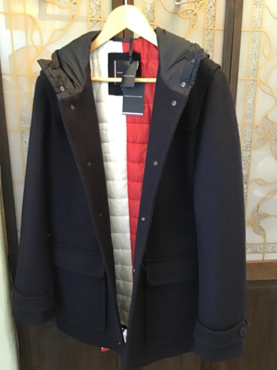 NWT Tommy Hilfiger Men s Wool Blend Hooded Toggle Duffle Coat Jacket450.99 NEW