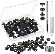 200Pieces (50Sets) 15MM Snap Fastener Kit Tool Snap Button Kit Snaps for Leather