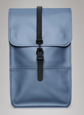 RAINS Rolltop Rucksack Waterproof Blue (Wave) Backpack W3 Travel MSRP $155 NWT