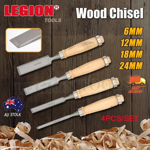 4PCS Wood Chisel Set Carpenters Woodworking Tools Carving Craft Cutting ...