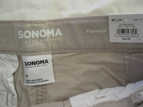 Sonoma boys youth size 16 flat front twill shorts adjustable waist Flexwear NWT - Picture 6 of 7