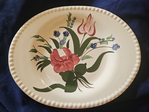 Blue Ridge Southern Pottery Bluebell Bouquet Vintage Floral Platter 11.5x9 - Picture 2 of 7
