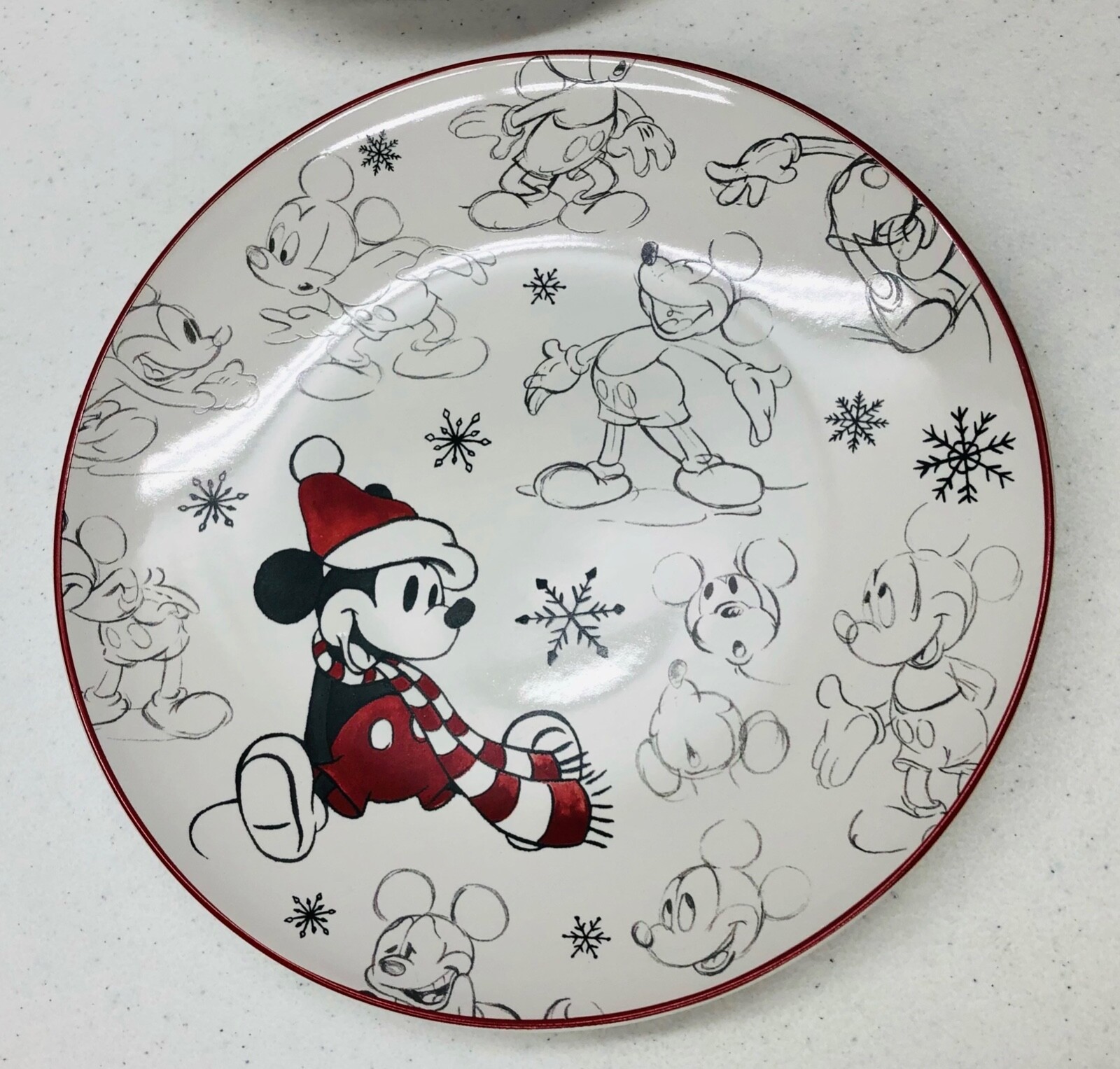 NEW Pottery Barn Disney Mickey Mouse Holiday Stoneware Salad PlatesSet