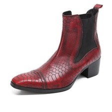 Mens Pull On Chelsea Ankle Boots Business Block Heel Formal Party Casual Punk SZ