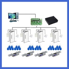4-2-Door RFID Access Control System with Cabinet/RFID Reader/Keyfobs/Exit Button