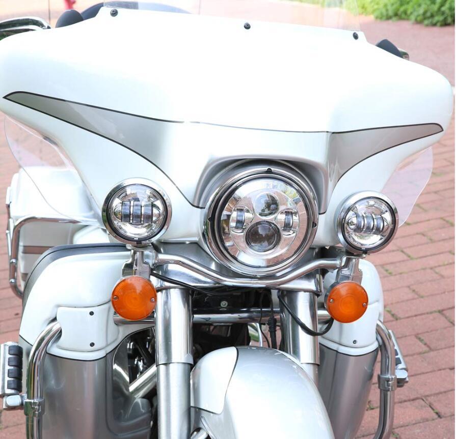 7" Inch LED Headlight Projector High/Low Chrome For Harley-Davidson Street Glide