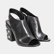 McQ Alexander McQueen Kingsland studded block heel slingback leather sandal 36