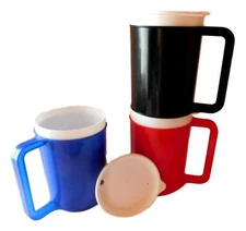 12 Ounce Insulated Coffee Cup-Mug, Choice 3 Colors Red, Blue or Black Made USA