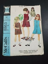VINTAGE MCCALLS GIRLS PANTDRESS JUMPSUIT PATTERN 8863 SIZE 10 FREE SHIPPING