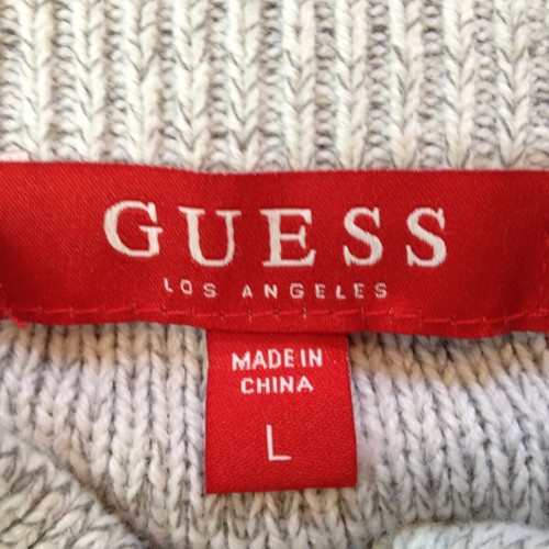GUESS? Full Zip Mock Neck Long Sleeve Knit White Cardigan Sweater Men's Size L - Picture 7 of 10