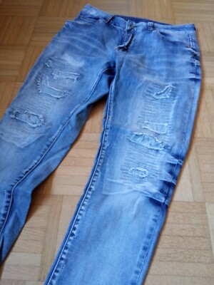 Super Stretch Boyfriend slim Jeans DENIM  stone blue dressed L EU40/42 italia