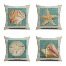 Ocean Beach Cushion Cover Starfish Seashell Coastal Decorative Throw Pillow Case