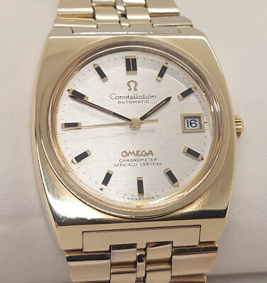 Montre OMEGA Constellation cadran lin carré plaqué