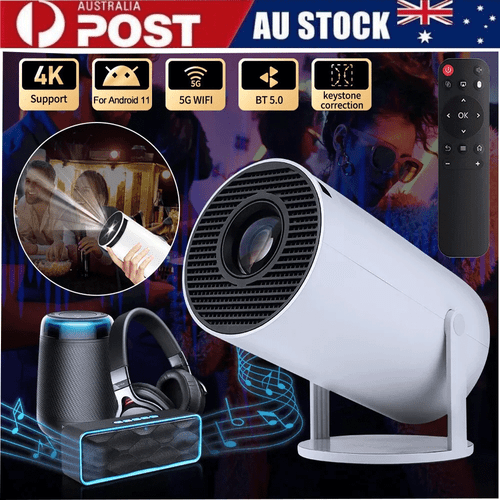 Mini Projector For Android 11 Portable 2.4G+5G Wifi Bluetooth Home Theater HDMI. - Picture 2 of 14