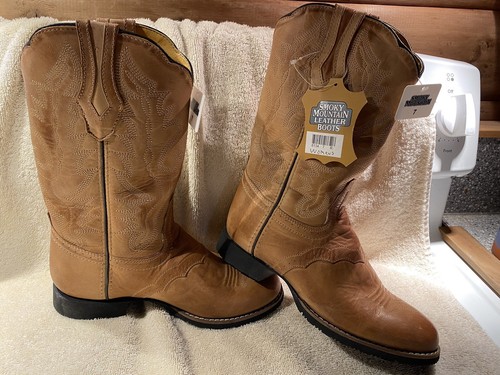 Smoky Mountain Ladies Shoedown #6134 Pull On Leather Boots Brown Tan 7