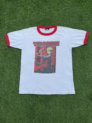 Vintage 2003 Rare Trigun Anime Giant Ringer T-Shirt Japan Size Medium - 第 1/5 張圖片