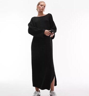 topshop knitted midi dress Topshop Knitted TSLOLLY Midi - Jumper dress - chocolate brown/brown