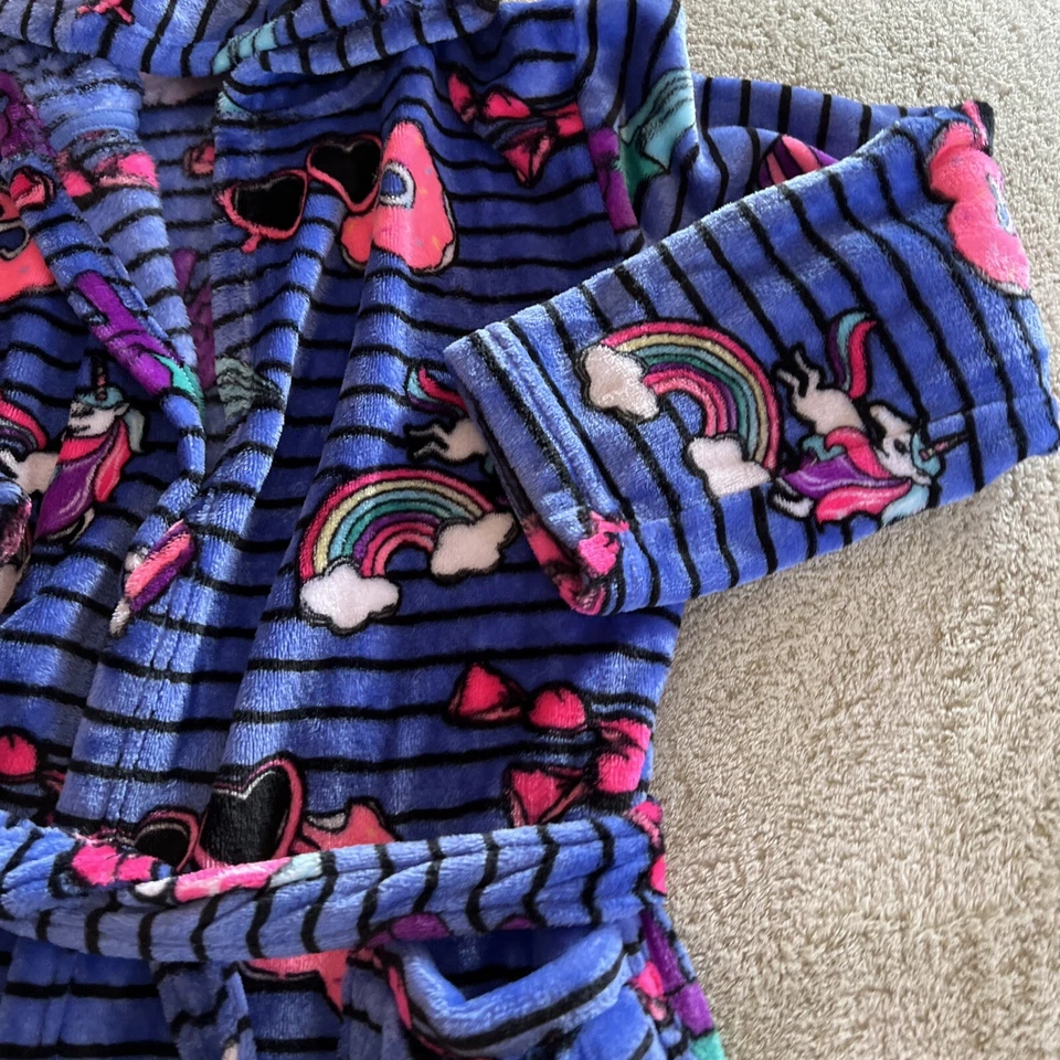 Total Girl Niñas Azul Negro Rayas Rosa Corazón Gafas de sol Arco Iris Vellón Bata 14 Foto 3 de 4