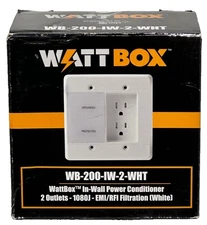 WattBox In-Wall Power Conditioner - 2 Outlets. WB-200-IW-2-WHT, White