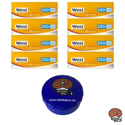 8 Pack West Silber Extra Filterhülsen + Taschenaschenbecher